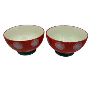 The Pioneer Woman Flea Market Starburst Red Footed Bowls, Set of 2